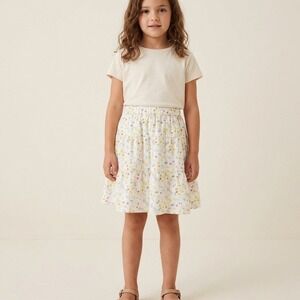 UNIQLO Kids Floral Tiered Pocketed Skirt Multicolor Elastic Waist Size 6